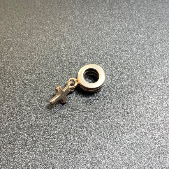 VTG Solid Sterling Silver 925 Cross Dangle Slide Charm Size 0.75" Length - Picture 2 of 8